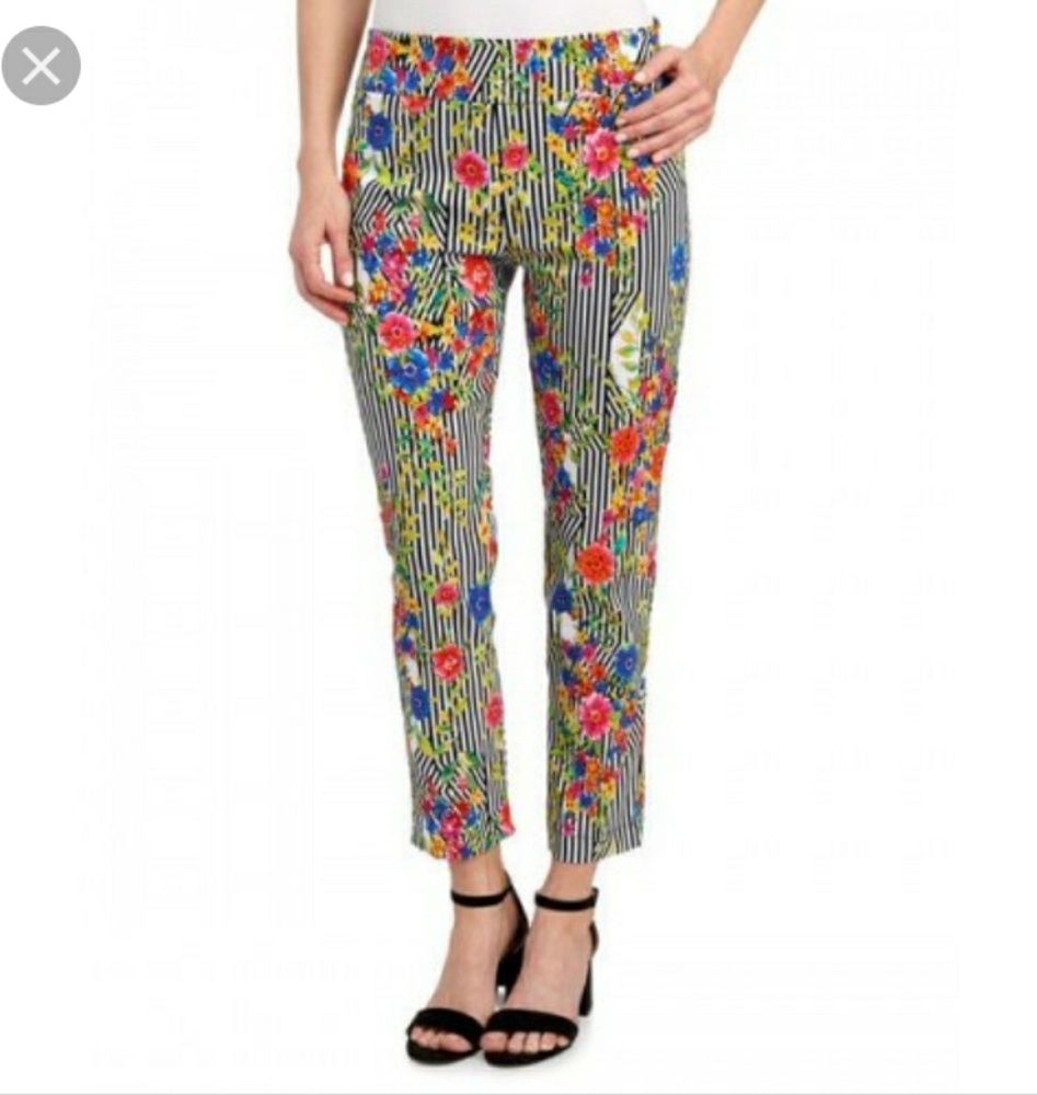 Attyre Pants 22W Floral Striped Multicolor